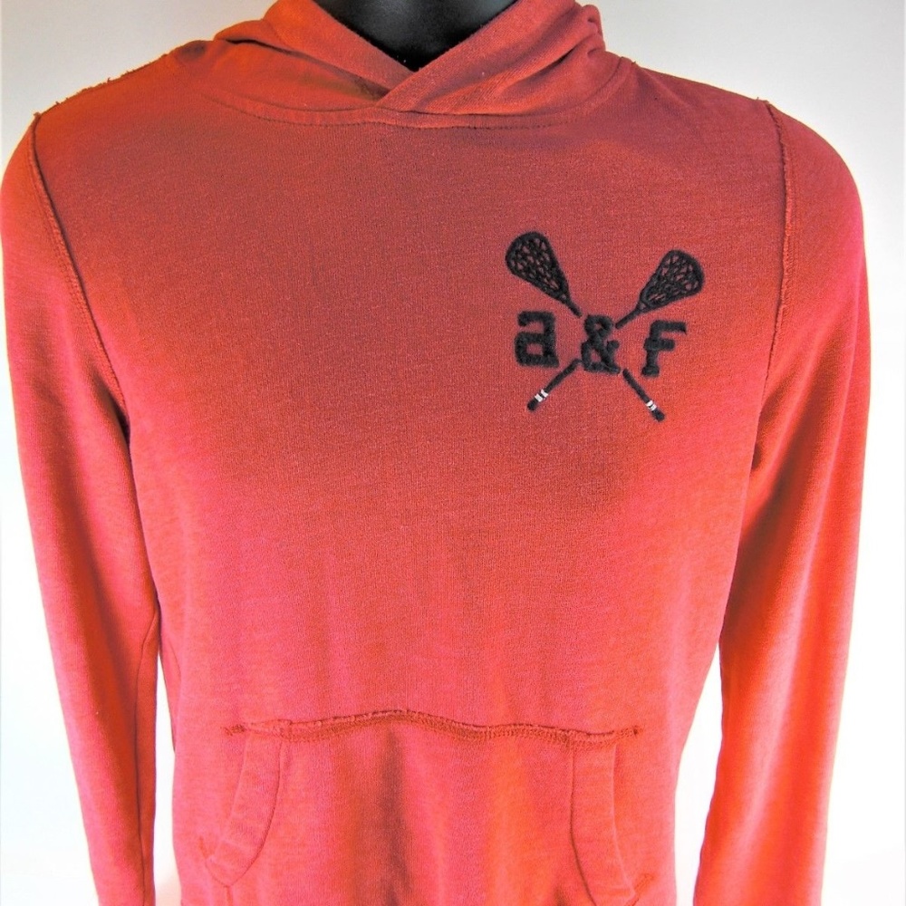 abercrombie kids Red Hoodie Sweatshirt with Lacrosse Logo